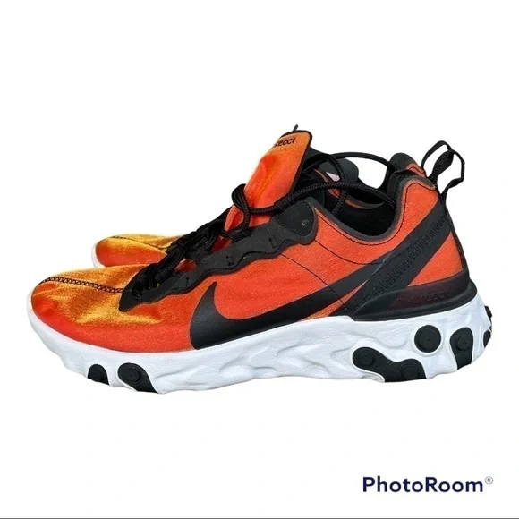 NIKE REACT SNEAKERS SIZE 7 ORANGE  AND BLACK         GREAT CONDITION - Picture 4 of 8